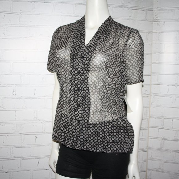 🖤🌫️📎 East 5th Sheer Blouse · Black & Gray · Size 6 - Picture 6 of 7